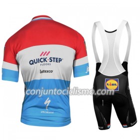Conjunto Maillot + Culotte Corto con tirantes 2017 Quick-Step Floors Campeonato de Luxemburgo